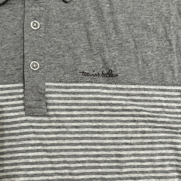 Travis Matthew Golf Polo Gray Stripes Large Short sleeve Golf Shirt - Picture 5 of 8